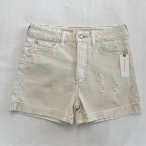 Anthropologie Pilcro Ivory Cuffed Distressed Jean Shorts NWT Women’s 25